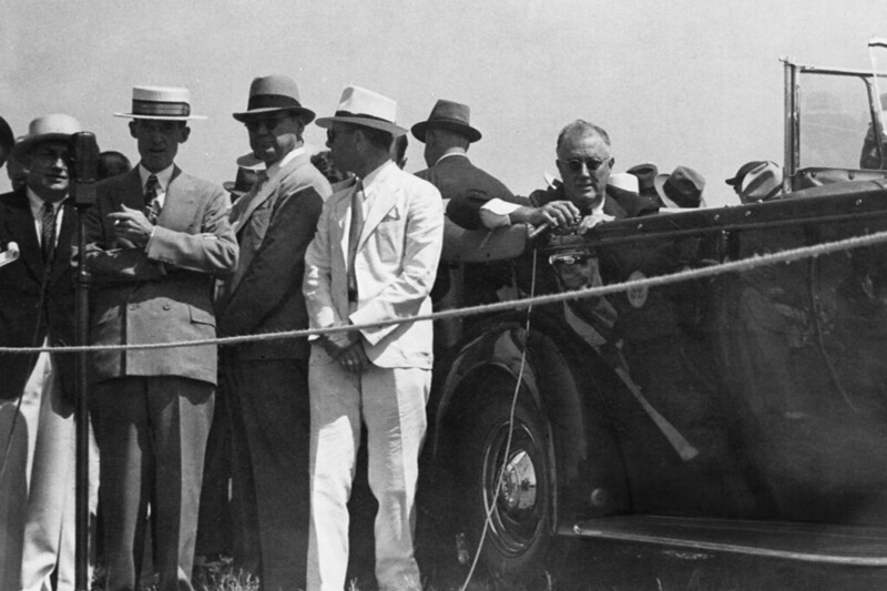 Franklin Delano Roosevelt at the groundbreaking for the Old Nice/Middleton Bridge